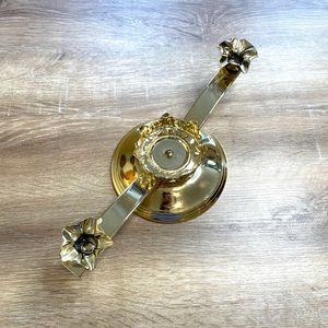 Gold candle stick - three tier - candelabra - candlestick - brass gold decor